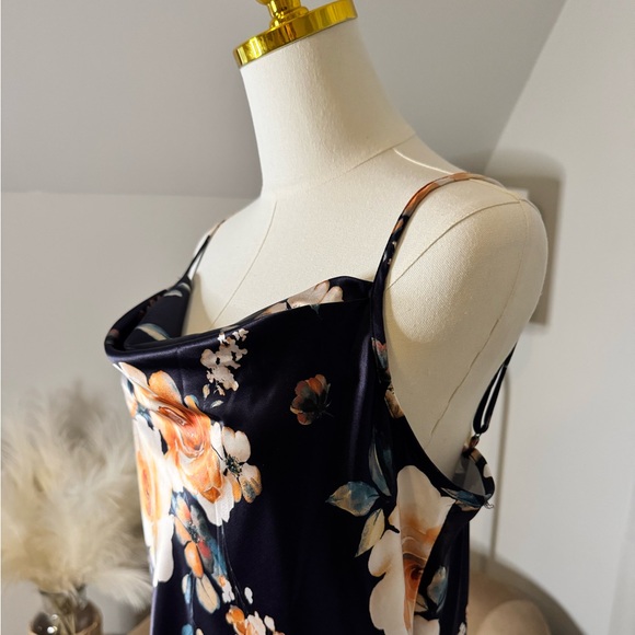 Bebe | Floral Satin Slip Midi Dress - Picture 4 of 8